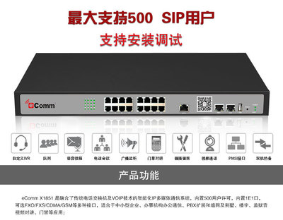 eComm X1851 VOIP網絡電話交換機組網應用全面解析
